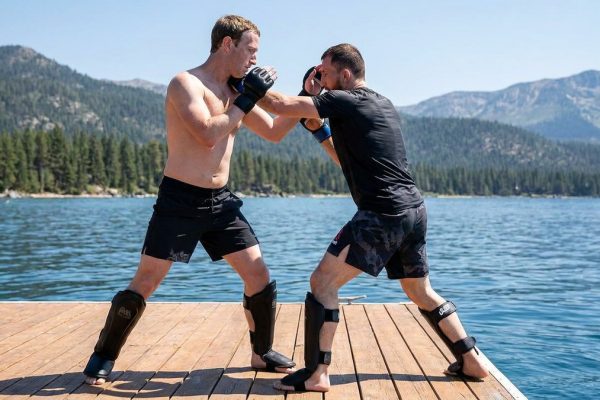 Mark Zuckerberg — Mark Zuckerberg Spars on Lake Tahoe Barge